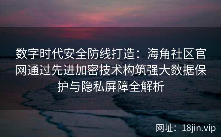 数字时代安全防线打造：海角社区官网通过先进加密技术构筑强大数据保护与隐私屏障全解析